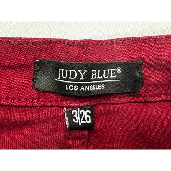 Judy Blue Women's Skinny Fit Red Stretch Denim Jeans - Size 3 (26x25) - Picture 4 of 6
